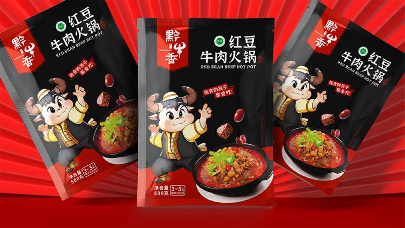 黔牛香火锅料包装设计